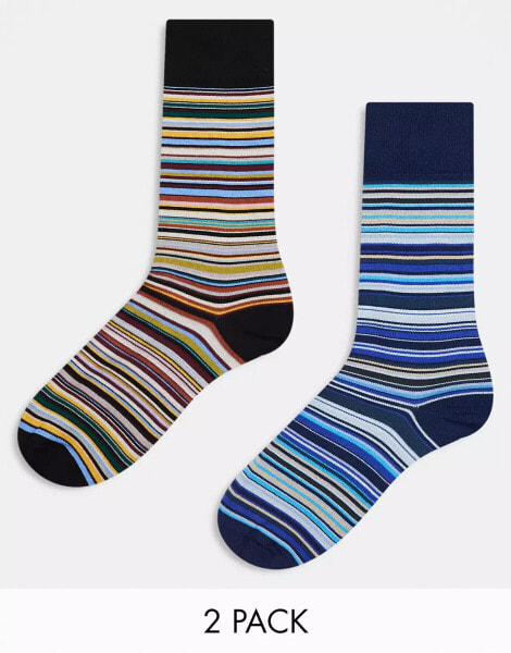 Paul Smith 2 pack socks in stripe with logo