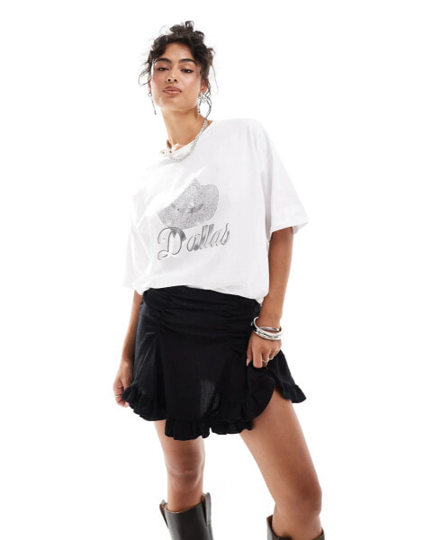 ASOS DESIGN oversized t-shirt with Dallas graphic in ivory