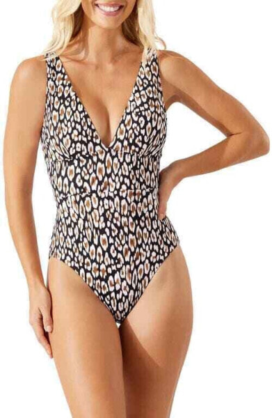 Tommy Bahama 299765 Womens Safari Cat One-Piece Swimsuit Black, Size 8