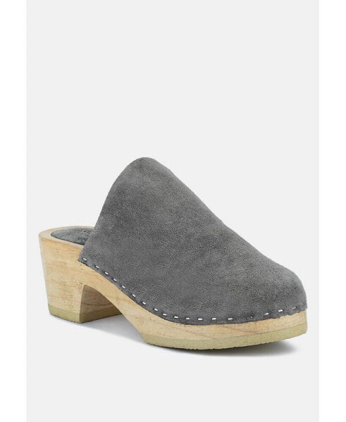 DARCIE Womens Suede Clogs