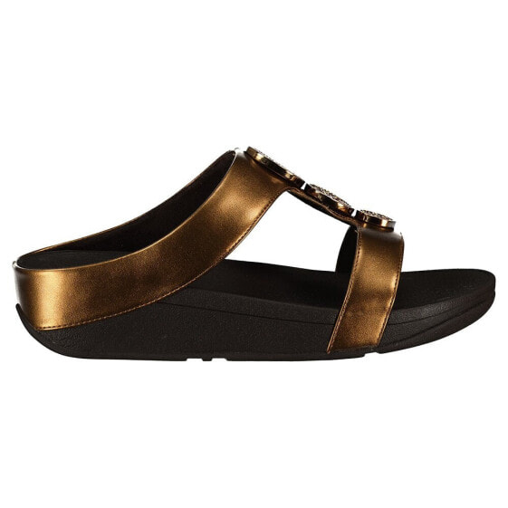 FITFLOP Halo Bead-Circle Metallic H-Bar Slides