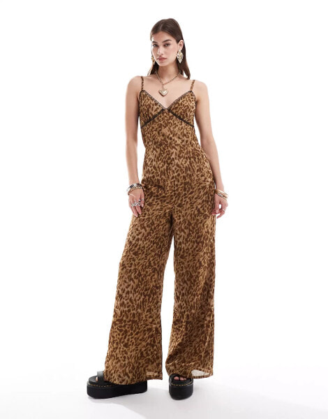 Reclaimed Vintage cami jumpsuit in animal print