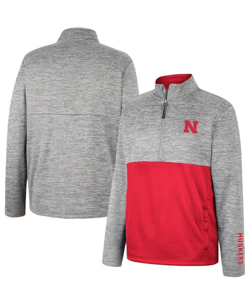 Men's Gray Nebraska Huskers John Half-Zip Jacket