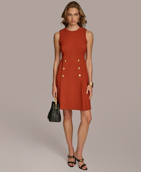 Petite Jewel-Neck Sleeveless A-Line Dress