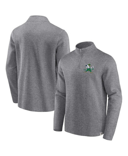 Men's Heather Gray Distressed Notre Dame Fighting Irish Vintage-Like Fleece Quarter-Zip Jacket