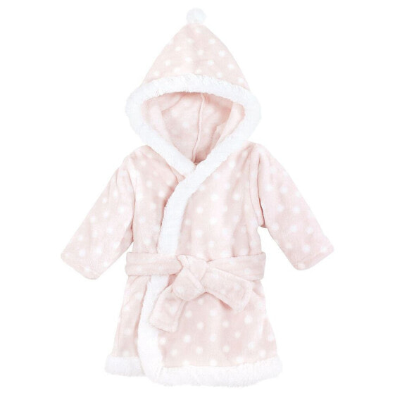 Baby Girls Plush Animal Face Bathrobe, Pink Polka Dot, 0-9 Months