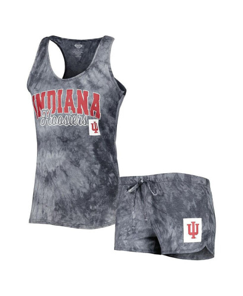 Женская пижама Concepts Sport womens Charcoal Indiana Hoosiers Billboard Tie-Dye Tank Top and Shorts Sleep Set