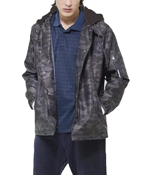 Men's Coach Jacket with Fleece Hood