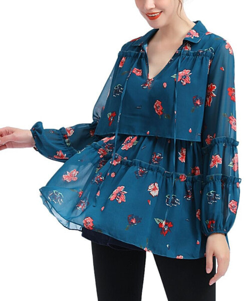 Maternity Floral Print Nursing Blouse