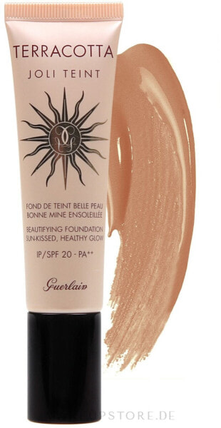 Verschönernde Foundation für eine strahlende, gesunde Sonnenbräune - Guerlain Terracotta Joli Teint SPF20 Fonce/Dark