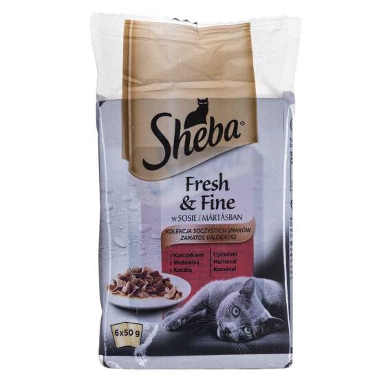 SHEBA Fresh And Fine Mini Meat In Sauce 50g Wet Cat Food 6 Units