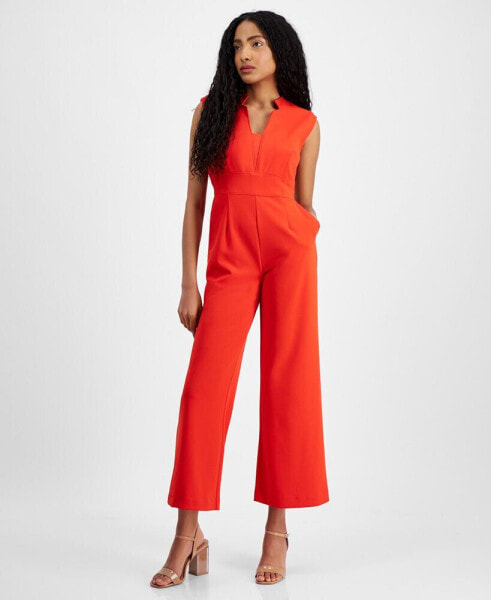 Petite Star-Neck Jumpsuit