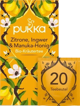 Kräutertee Zitrone, Ingwer & Manuka-Honig, beseelende Wärme (20 Beutel), 40 g