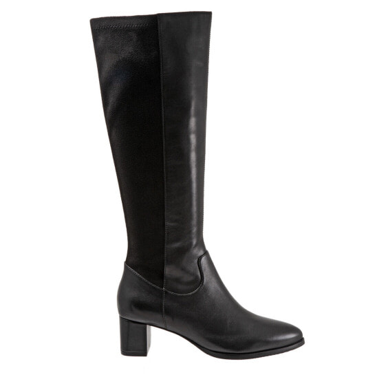 Trotters Kirby Wide Calf T2067-001 Womens Black Wide Leather Knee High Boots