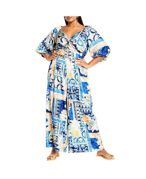 Plus Size Marseille Print Jumpsuit