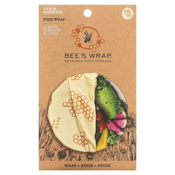 Food Wrap, Honeycomb Print, Assorted 3 Pack