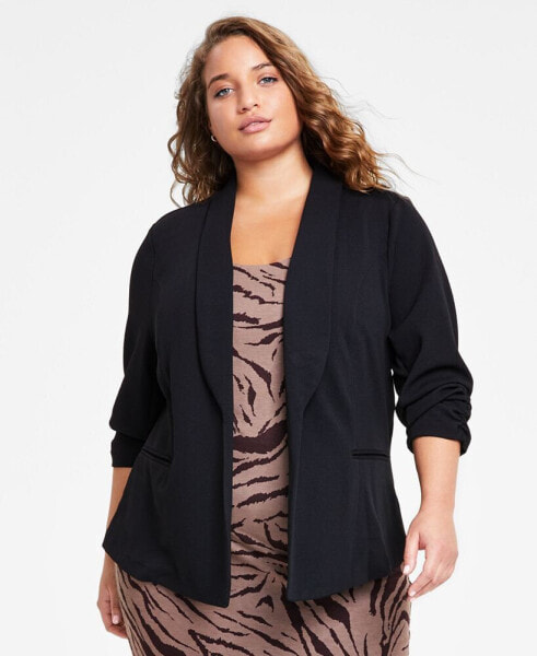 Trendy Plus Size Knit Drape-Front Blazer, Created for Macy's