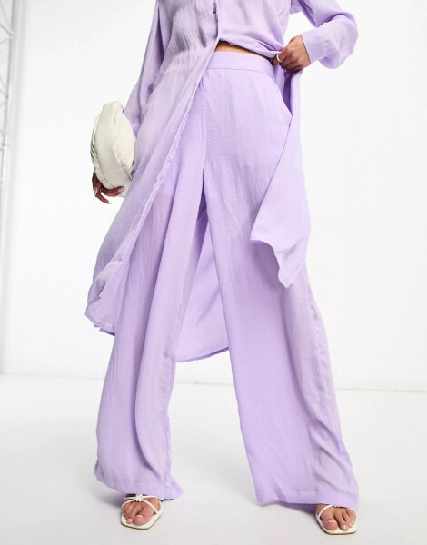 Vero Moda Aware slinky wide leg trouser co-ord in lilac