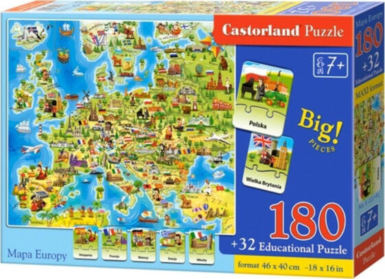 Castorland Puzzle 180 Mapa Europy z quizem