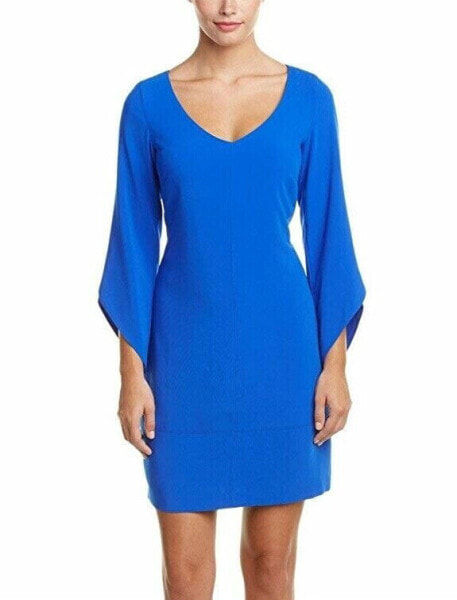 Laundry by Shelli Segal 156884 Women's V-Neck Shift Dress Aegean Blue Sz. 10