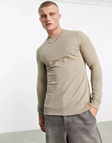 ASOS DESIGN muscle sweatshirt in beige