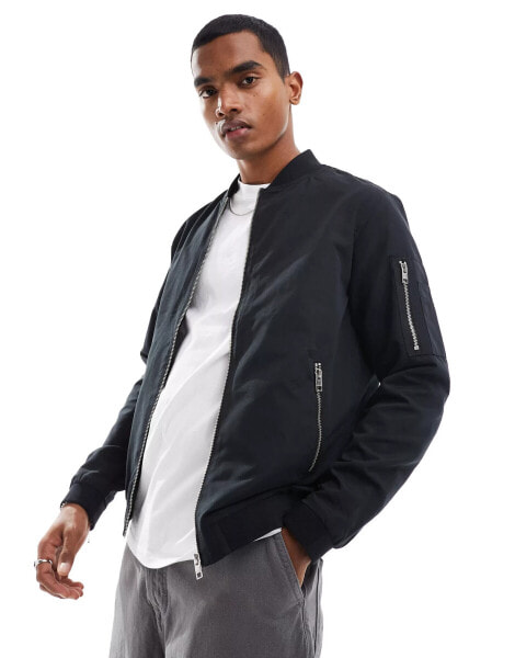 Jack & Jones Essential bomber jacket in black