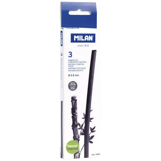 MILAN Box 3 Natural Charcoal Sticks (Cylindrical Ø 6 8 mm)