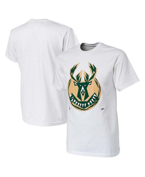 Men's NBA x Naturel White Milwaukee Bucks No Caller ID T-shirt