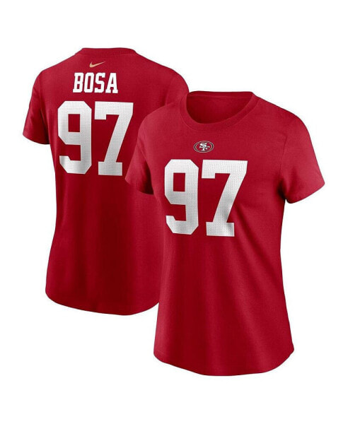 Women's Nick Bosa Scarlet San Francisco 49ers Player Name and Number T-shirt