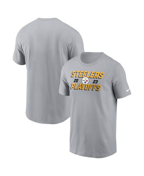 Men's Gray Pittsburgh Steelers 2023 NFL Playoffs Iconic T-shirt