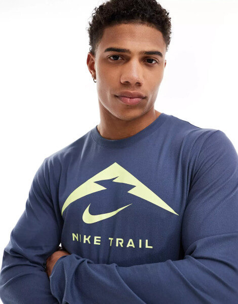 Nike Running Trail Dri-Fit graphic long sleeve t-shirt in navy