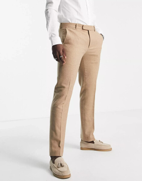 Harry Brown wedding tweed suit trousers in beige