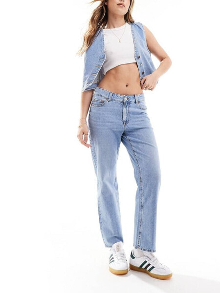 JJXX Nice straight fit cropped jeans in medium blue