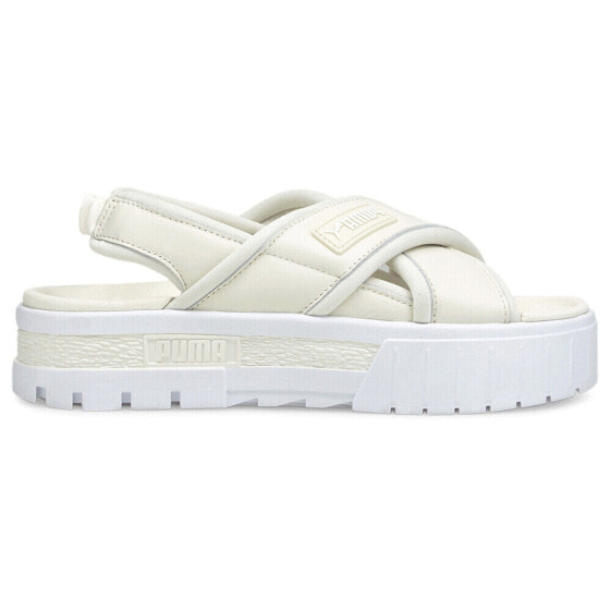 Puma Mayze Logo Platform Womens Off White Casual Sandals 38483002