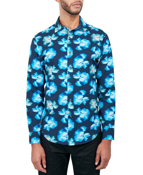 Men's Regular-Fit Non-Iron Performance Stretch Abstract Floral Button-Down Shirt