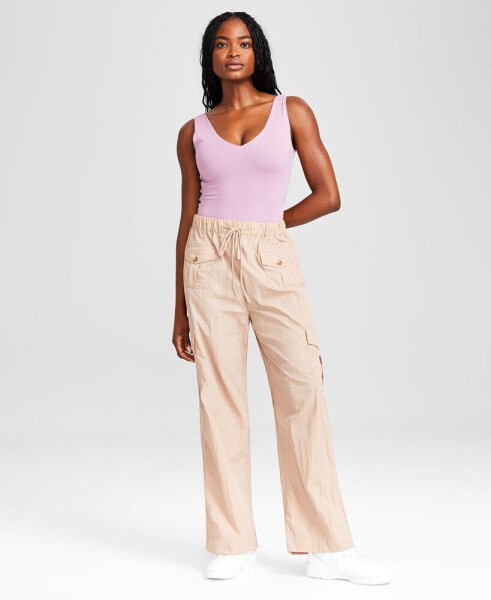 Women's High-Waisted Wide-Leg Cargo Pants, Created for Macy's