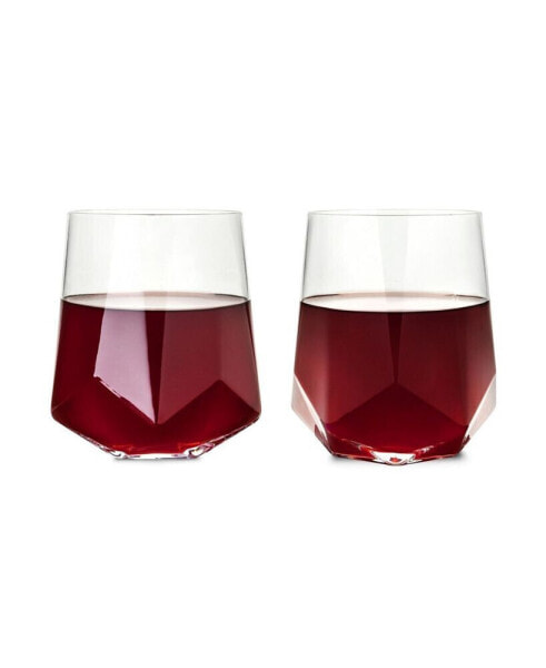 Raye Faceted Crystal Wine Glass, Set of 2, 20 Oz