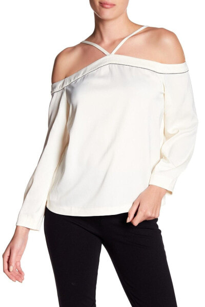 Cooper & Ella 154709 Women's Joline Cold-Shoulder Blouse Ivory Sz. Small