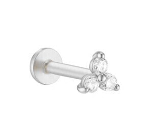 Glittering steel labret with crystals