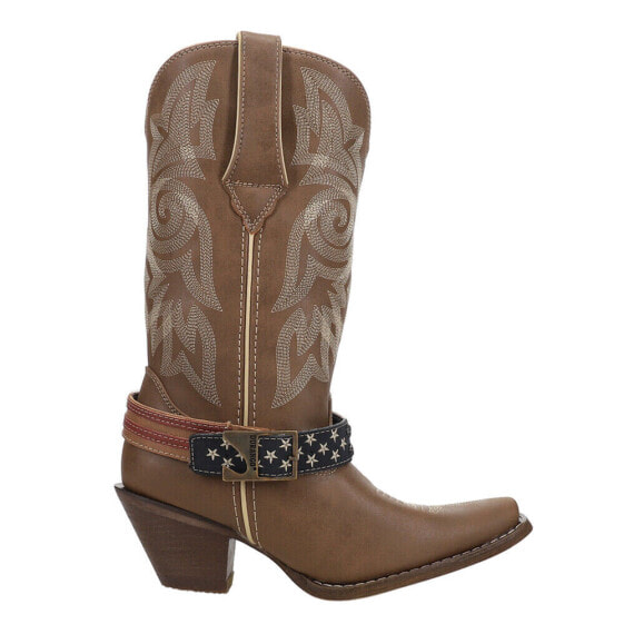 Durango Crush Flag Accessory Cowboy Snip Toe Womens Brown Casual Boots DRD0208