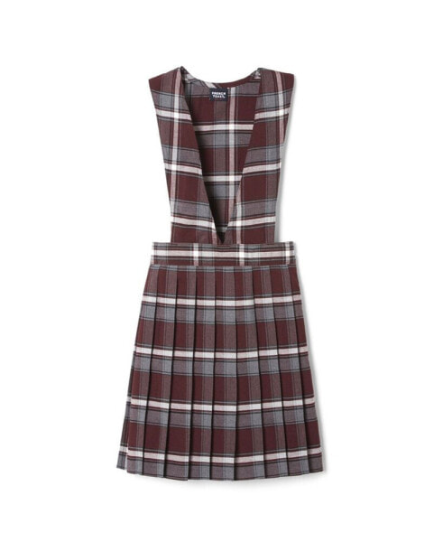 Little Girls V-Neck Pleated Plaid Jumper