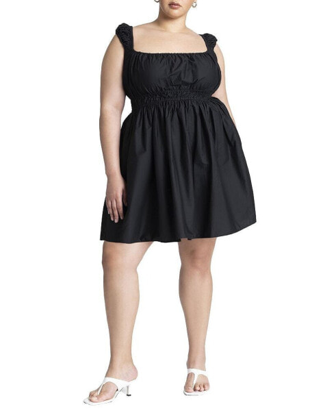 Plus Size Poplin Flare Mini Dress