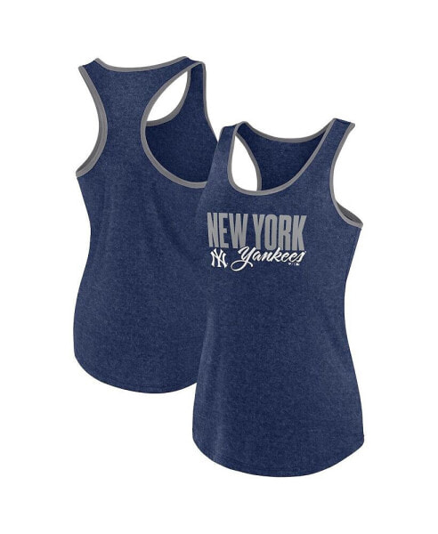 Women's Heather Navy New York Yankees Fuel Racerback Tank Top