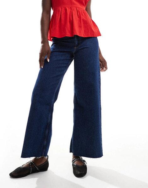 Mango wide leg jeans in dark blue