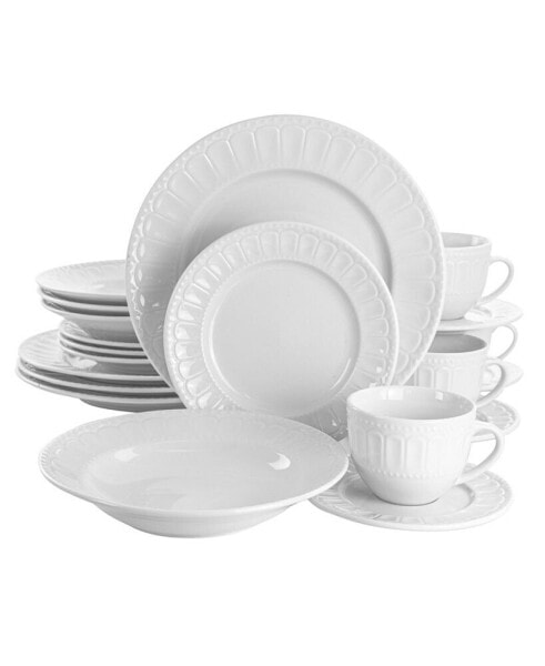 Country Kitchen Solid 20 Piece Porcelain Dinnerware Set, Service for 4