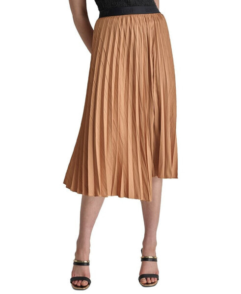 Women's Asymmetric Pleated Pull-On Midi Skirt