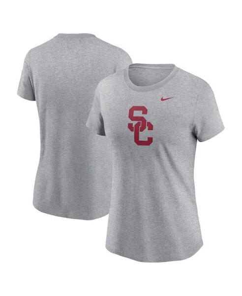 Women's Heather Gray USC Trojans Primetime Evergreen Logo T-Shirt