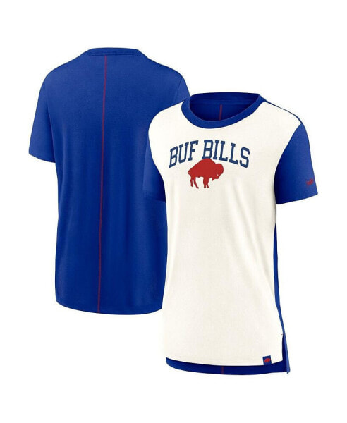 Women's Cream/Royal Buffalo Bills Wordmark Tri-Blend T-Shirt