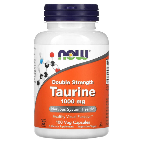 NOW Foods Taurine Таурин, двойной концентрации для поддержки нервной системы 1000 мг 100 растительных капсул