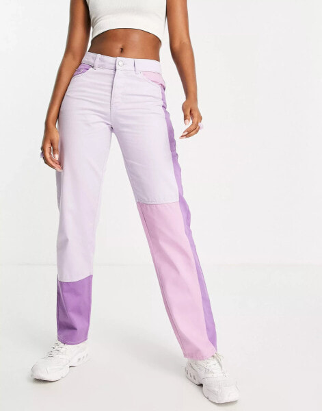 JJXX colour block straight leg jeans in purple